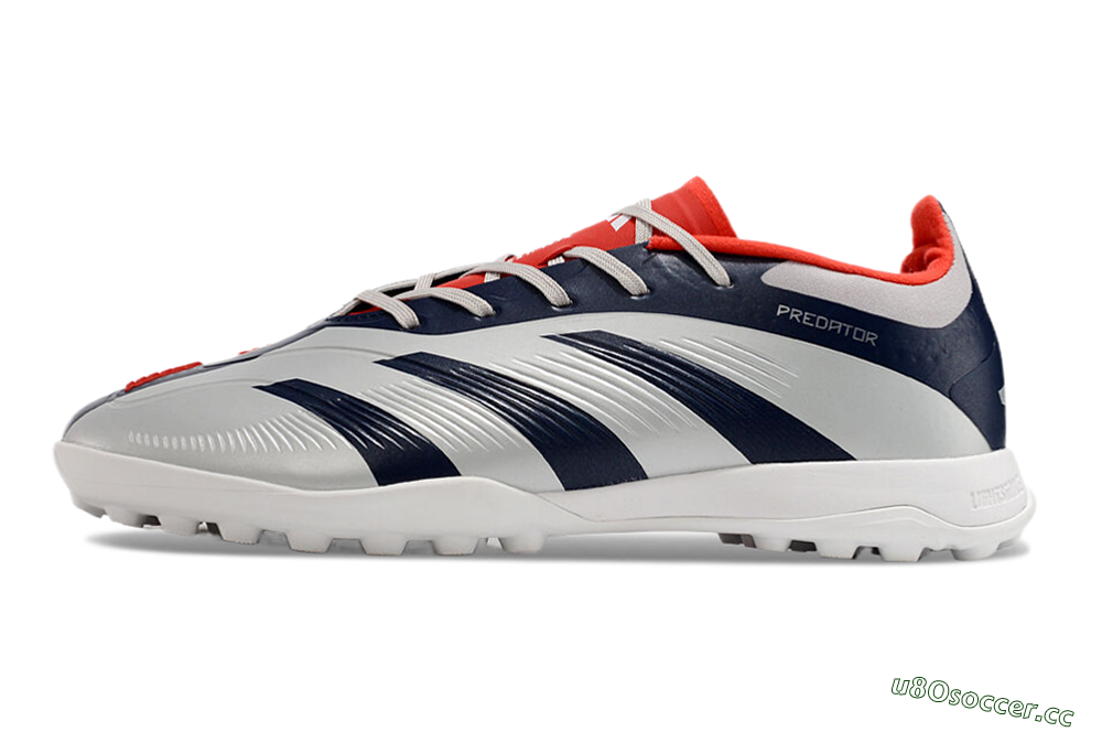 Unisex Adidas Predator 24 Elite TF Artificial Turf Low-Tops Football Shoes - Silver/Blue/Red 0