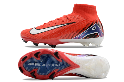 Unisex Nike Air Zoom Mercurial Superfly 10 Elite FG Firm Ground High-Tops Football Boots - Red/White/Blue