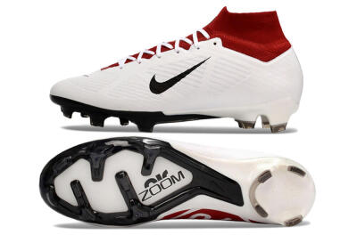 Unisex Nike Air Zoom Mercurial Superfly 9 Elite FG Firm Ground High-Tops Football Boots - White/Black/Red