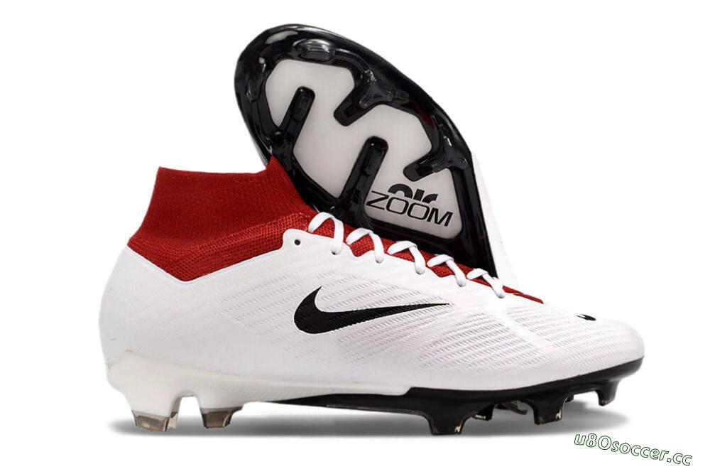 Unisex Nike Air Zoom Mercurial Superfly 9 Elite FG Firm Ground High-Tops Football Boots - White/Black/Red 2
