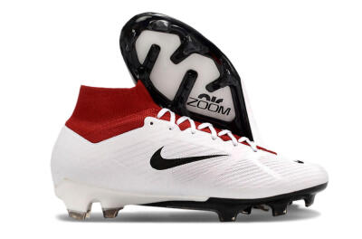 Unisex Nike Air Zoom Mercurial Superfly 9 Elite FG Firm Ground High-Tops Football Boots - White/Black/Red