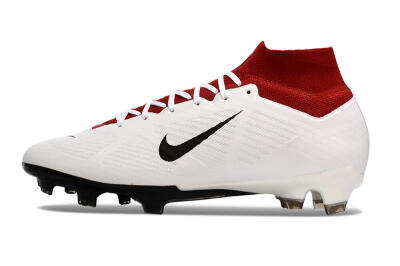 Unisex Nike Air Zoom Mercurial Superfly 9 Elite FG Firm Ground High-Tops Football Boots - White/Black/Red