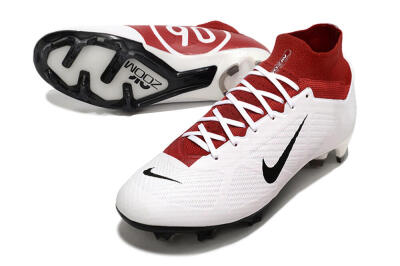 Unisex Nike Air Zoom Mercurial Superfly 9 Elite FG Firm Ground High-Tops Football Boots - White/Black/Red
