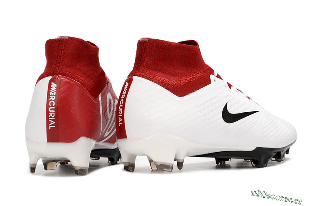 Unisex Nike Air Zoom Mercurial Superfly 9 Elite FG Firm Ground High-Tops Football Boots - White/Black/Red 6
