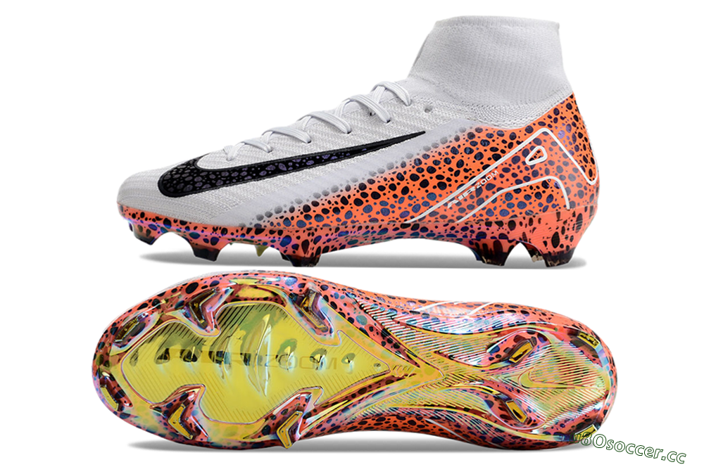 Men's Nike Air Zoom Mercurial Superfly 10 Elite FG Firm Ground High-Tops Football Boots - Grey/Leopard/Gold 1