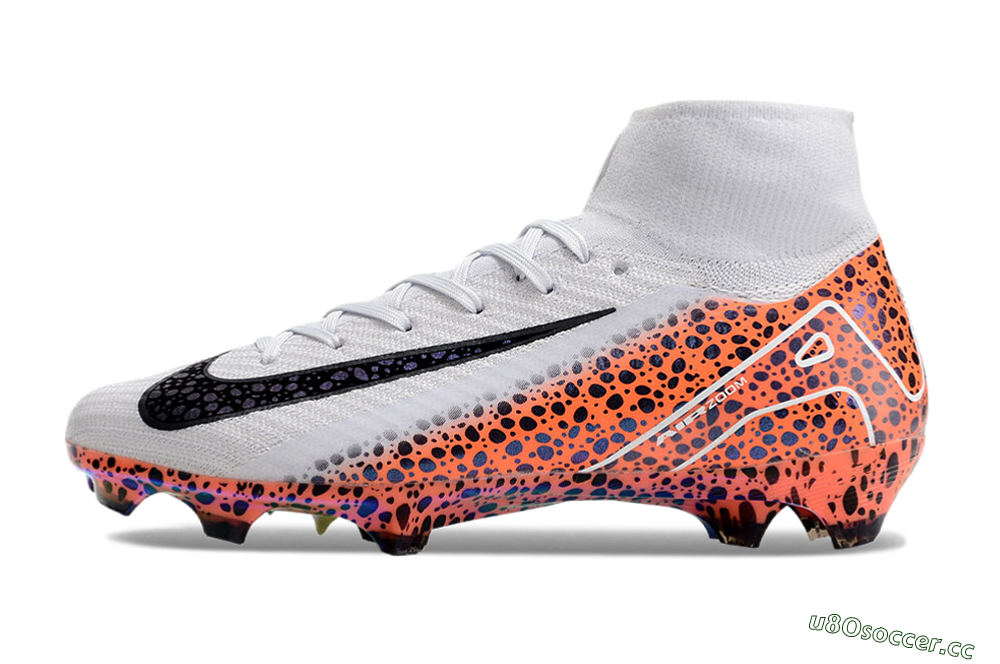 Men's Nike Air Zoom Mercurial Superfly 10 Elite FG Firm Ground High-Tops Football Boots - Grey/Leopard/Gold 0