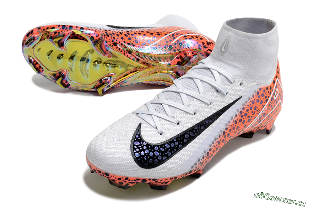 Men's Nike Air Zoom Mercurial Superfly 10 Elite FG Firm Ground High-Tops Football Boots - Grey/Leopard/Gold 3