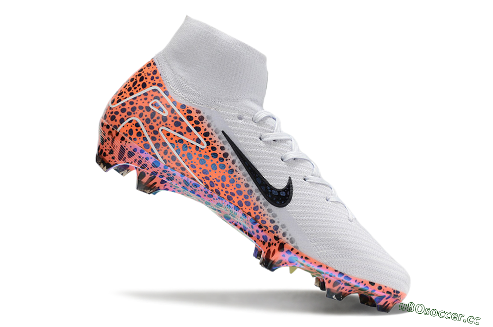 Men's Nike Air Zoom Mercurial Superfly 10 Elite FG Firm Ground High-Tops Football Boots - Grey/Leopard/Gold 4