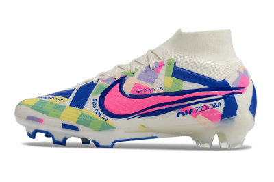 Unisex Nike Air Zoom Mercurial Superfly 9 Elite FG Firm Ground High-Tops Football Boots - White/Rainbow