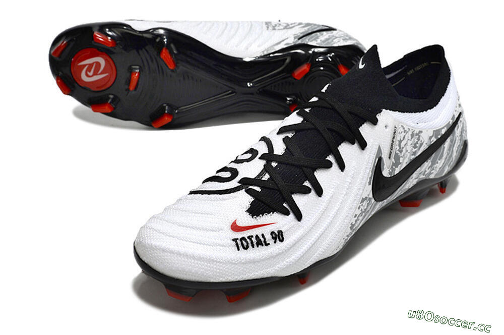 Men's Nike Phantom Luna Elite FG Firm Ground Low-Tops Football Boots - White/Red/Black/Grey 3