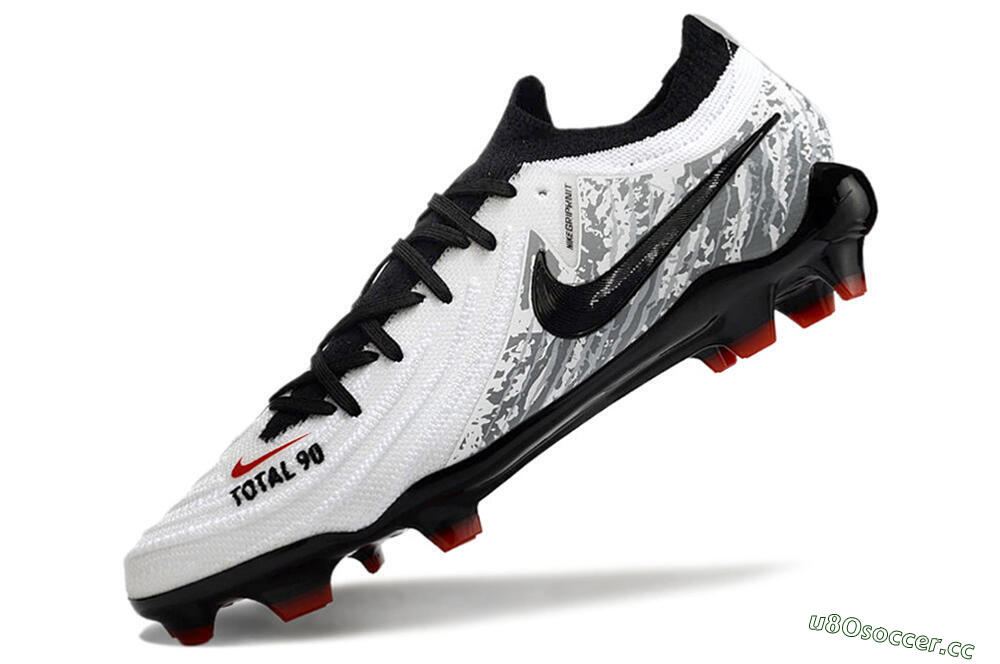 Men's Nike Phantom Luna Elite FG Firm Ground Low-Tops Football Boots - White/Red/Black/Grey 5