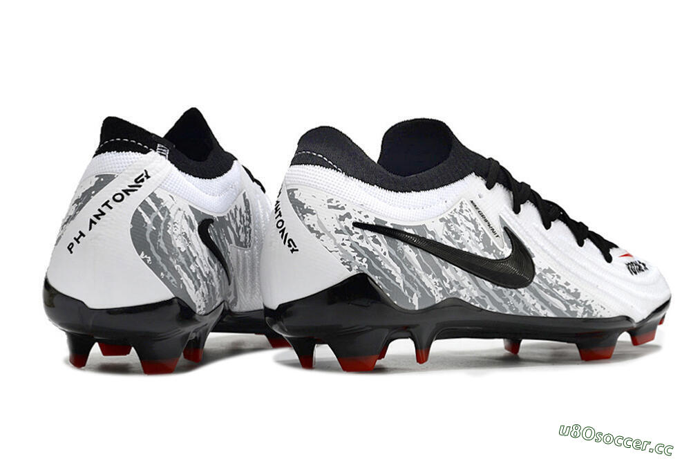Men's Nike Phantom Luna Elite FG Firm Ground Low-Tops Football Boots - White/Red/Black/Grey 6