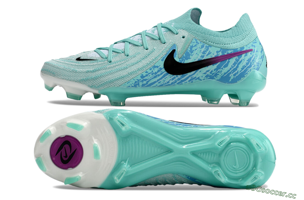 Unisex Nike Phantom Luna 2 Elite LV8 FG Firm Ground Low-Tops Football Boots - Jade/Black/Purple 1