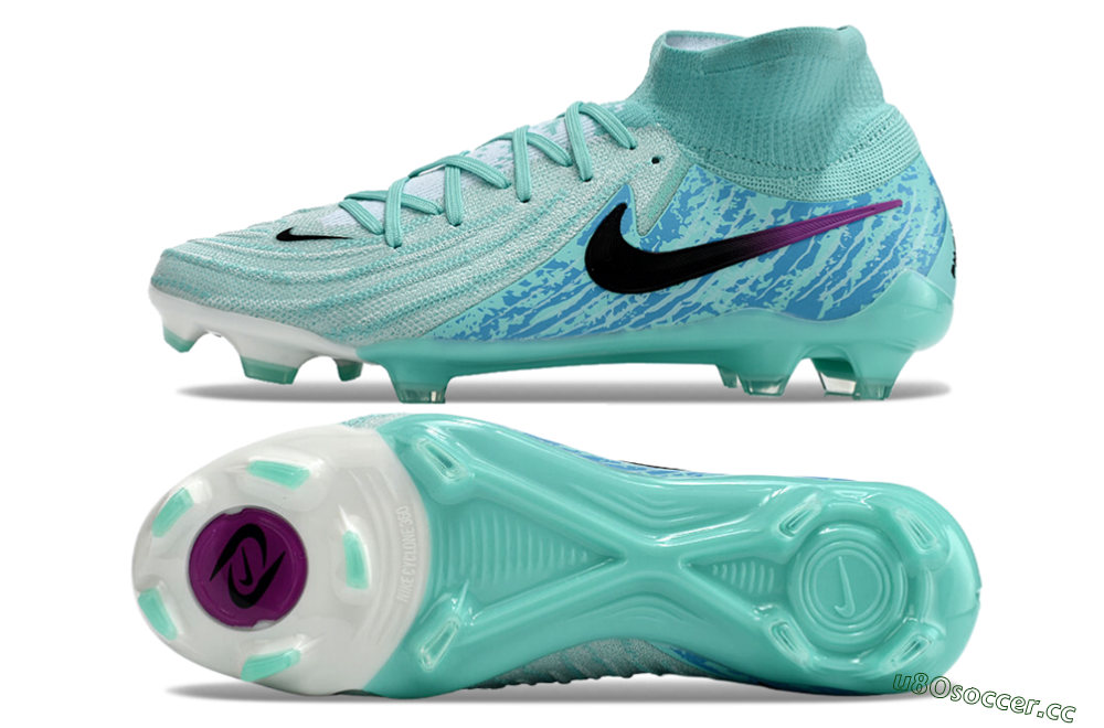 Unisex Nike Phantom Luna 2 Elite LV8 FG Firm Ground High-Tops Football Boots - Jade/Black/Purple 1