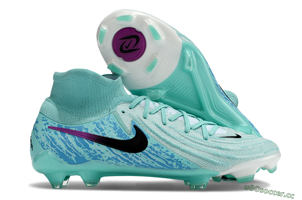 Unisex Nike Phantom Luna 2 Elite LV8 FG Firm Ground High-Tops Football Boots - Jade/Black/Purple 2