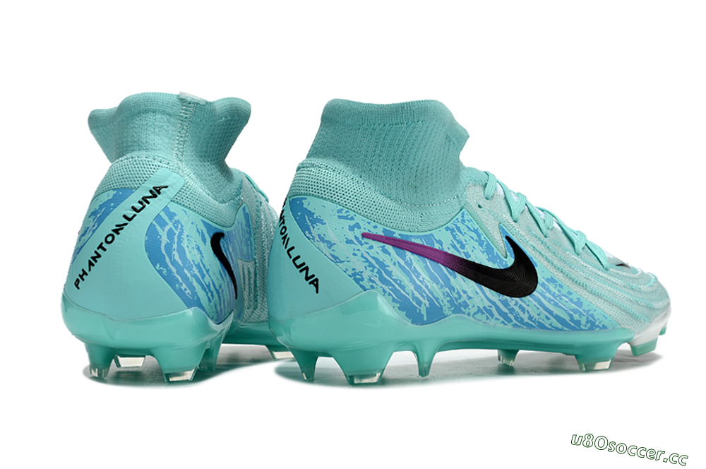 Unisex Nike Phantom Luna 2 Elite LV8 FG Firm Ground High-Tops Football Boots - Jade/Black/Purple 6