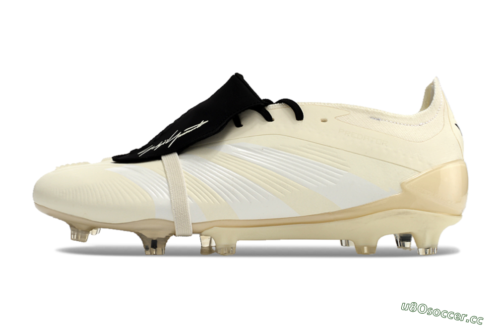 Unisex Adidas Predator Elite Foldover Tongue FG Firm Ground Low-Tops Football Boots - Beige/White/Black 0