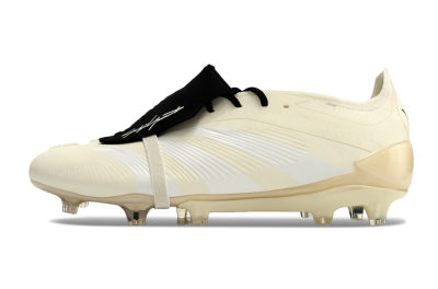 Unisex Adidas Predator Elite Foldover Tongue FG Firm Ground Low-Tops Football Boots - Beige/White/Black