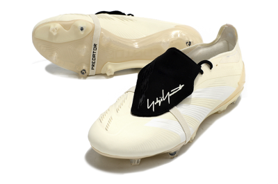 Unisex Adidas Predator Elite Foldover Tongue FG Firm Ground Low-Tops Football Boots - Beige/White/Black