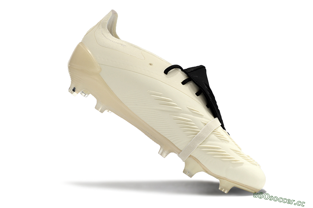 Unisex Adidas Predator Elite Foldover Tongue FG Firm Ground Low-Tops Football Boots - Beige/White/Black 4