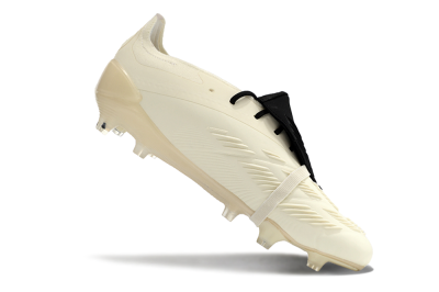 Unisex Adidas Predator Elite Foldover Tongue FG Firm Ground Low-Tops Football Boots - Beige/White/Black
