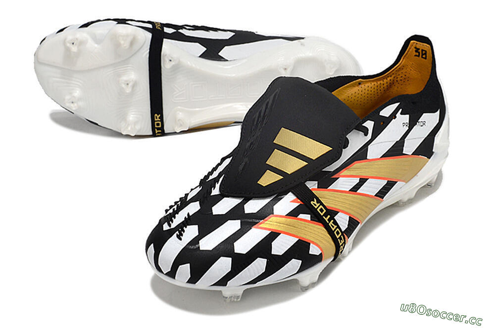 Men's Adidas Predator Elite Foldover Tongue FG Firm Ground Low-Tops Football Boots - Black/White/Gold 3