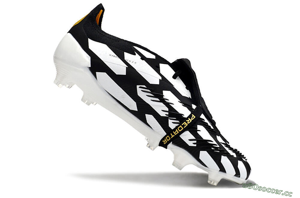 Men's Adidas Predator Elite Foldover Tongue FG Firm Ground Low-Tops Football Boots - Black/White/Gold 4