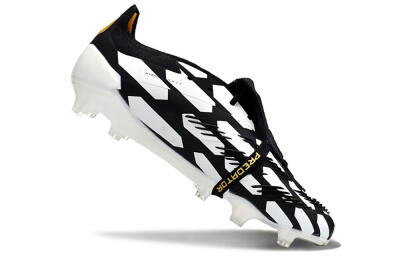 Men's Adidas Predator Elite Foldover Tongue FG Firm Ground Low-Tops Football Boots - Black/White/Gold