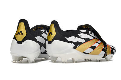 Men's Adidas Predator Elite Foldover Tongue FG Firm Ground Low-Tops Football Boots - Black/White/Gold