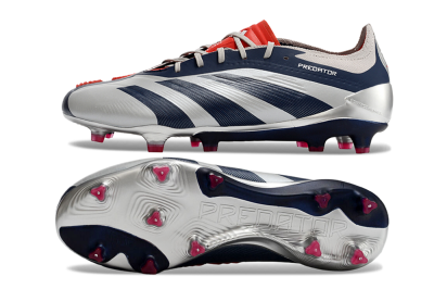 Men's Adidas Predator Accuracy Elite FG Firm Ground Low-Tops Football Boots - Silver/Blue/Red