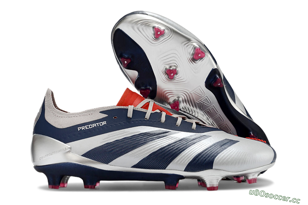 Men's Adidas Predator Accuracy Elite FG Firm Ground Low-Tops Football Boots - Silver/Blue/Red 2