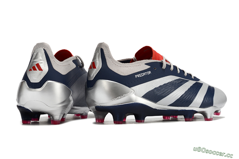 Men's Adidas Predator Accuracy Elite FG Firm Ground Low-Tops Football Boots - Silver/Blue/Red 6