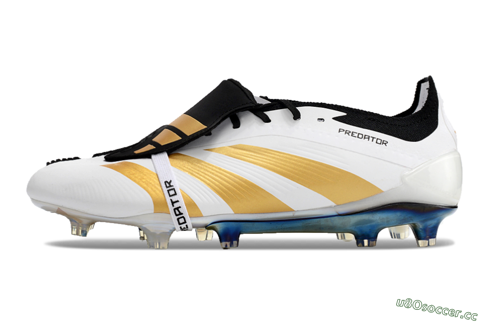 Men's Adidas Predator Elite Foldover Tongue FG Firm Ground Low-Tops Football Boots - White/Gold/Black 0