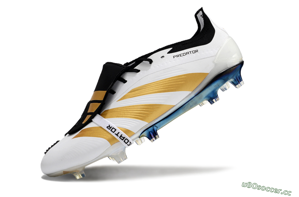 Men's Adidas Predator Elite Foldover Tongue FG Firm Ground Low-Tops Football Boots - White/Gold/Black 5