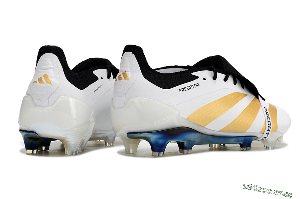 Men's Adidas Predator Elite Foldover Tongue FG Firm Ground Low-Tops Football Boots - White/Gold/Black 6