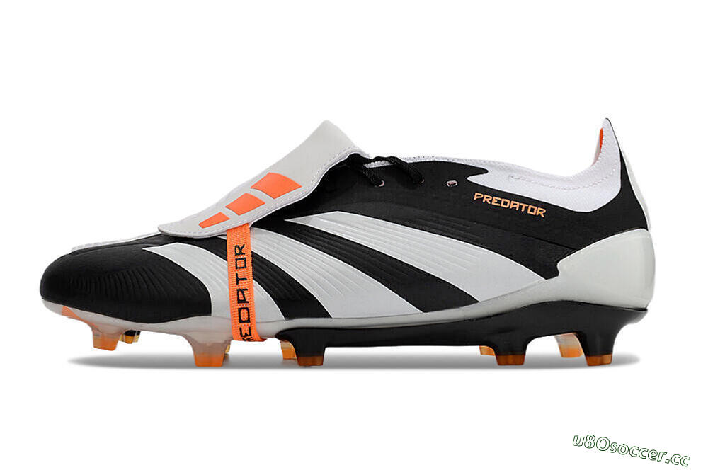 Unisex Adidas Predator Elite Foldover Tongue FG Firm Ground Low-Tops Football Boots - White/Black/Orange 0