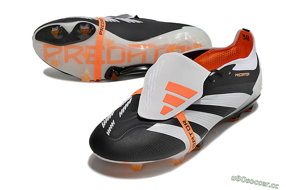 Unisex Adidas Predator Elite Foldover Tongue FG Firm Ground Low-Tops Football Boots - White/Black/Orange 3
