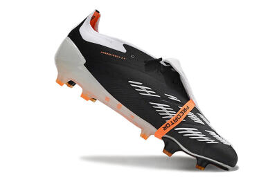 Unisex Adidas Predator Elite Foldover Tongue FG Firm Ground Low-Tops Football Boots - White/Black/Orange