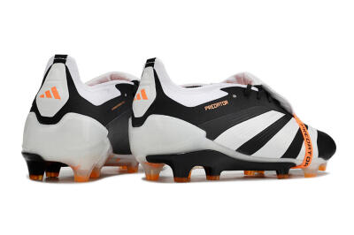 Unisex Adidas Predator Elite Foldover Tongue FG Firm Ground Low-Tops Football Boots - White/Black/Orange