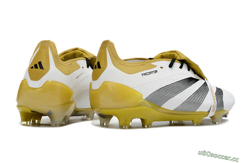 Men's Adidas Predator Elite Foldover Tongue FG Firm Ground Low-Tops Football Boots - White/Black/Yellow 6