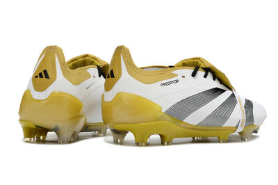 Men's Adidas Predator Elite Foldover Tongue FG Firm Ground Low-Tops Football Boots - White/Black/Yellow