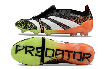 Men's Adidas Predator Elite Foldover Tongue FG Firm Ground Low-Tops Football Boots - Black/White/Green