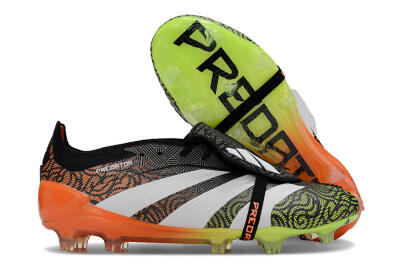 Men's Adidas Predator Elite Foldover Tongue FG Firm Ground Low-Tops Football Boots - Black/White/Green
