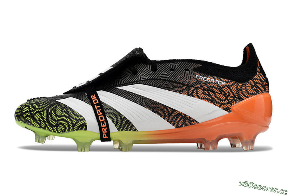 Men's Adidas Predator Elite Foldover Tongue FG Firm Ground Low-Tops Football Boots - Black/White/Green 0