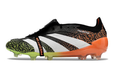 Men's Adidas Predator Elite Foldover Tongue FG Firm Ground Low-Tops Football Boots - Black/White/Green