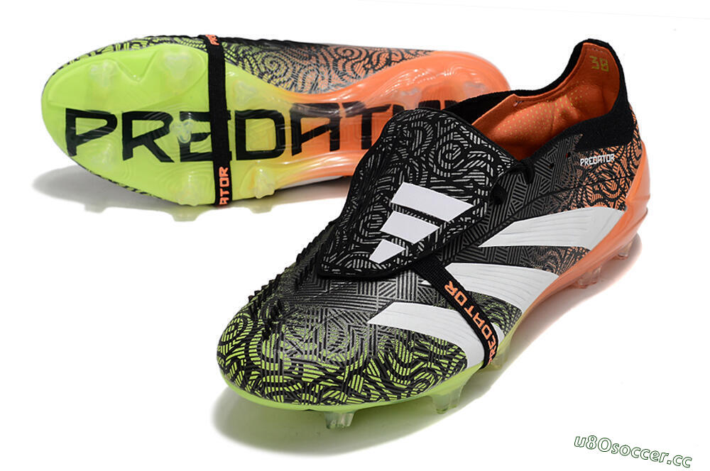 Men's Adidas Predator Elite Foldover Tongue FG Firm Ground Low-Tops Football Boots - Black/White/Green 3