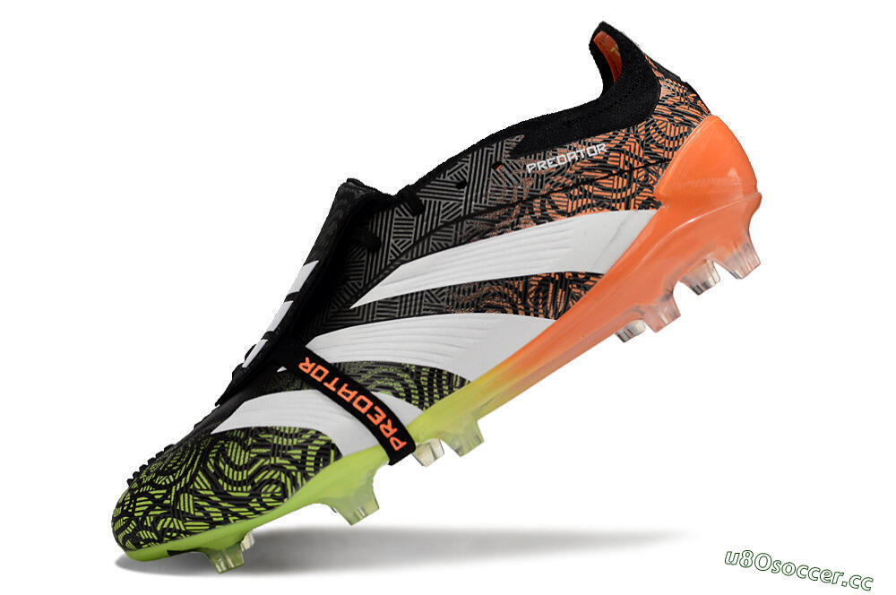 Men's Adidas Predator Elite Foldover Tongue FG Firm Ground Low-Tops Football Boots - Black/White/Green 5