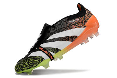 Men's Adidas Predator Elite Foldover Tongue FG Firm Ground Low-Tops Football Boots - Black/White/Green