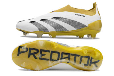 Men's Adidas Predator Accuracy+ FG Firm Ground Low-Tops Football Boots - White/Black/Yellow