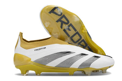 Men's Adidas Predator Accuracy+ FG Firm Ground Low-Tops Football Boots - White/Black/Yellow